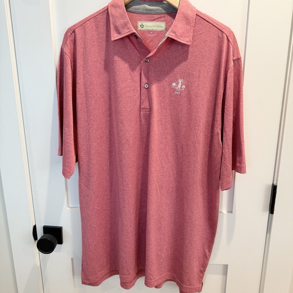 Donald Ross Golf Polo Shirt Mens XL Red Heather Performance Short Sleeve 1919